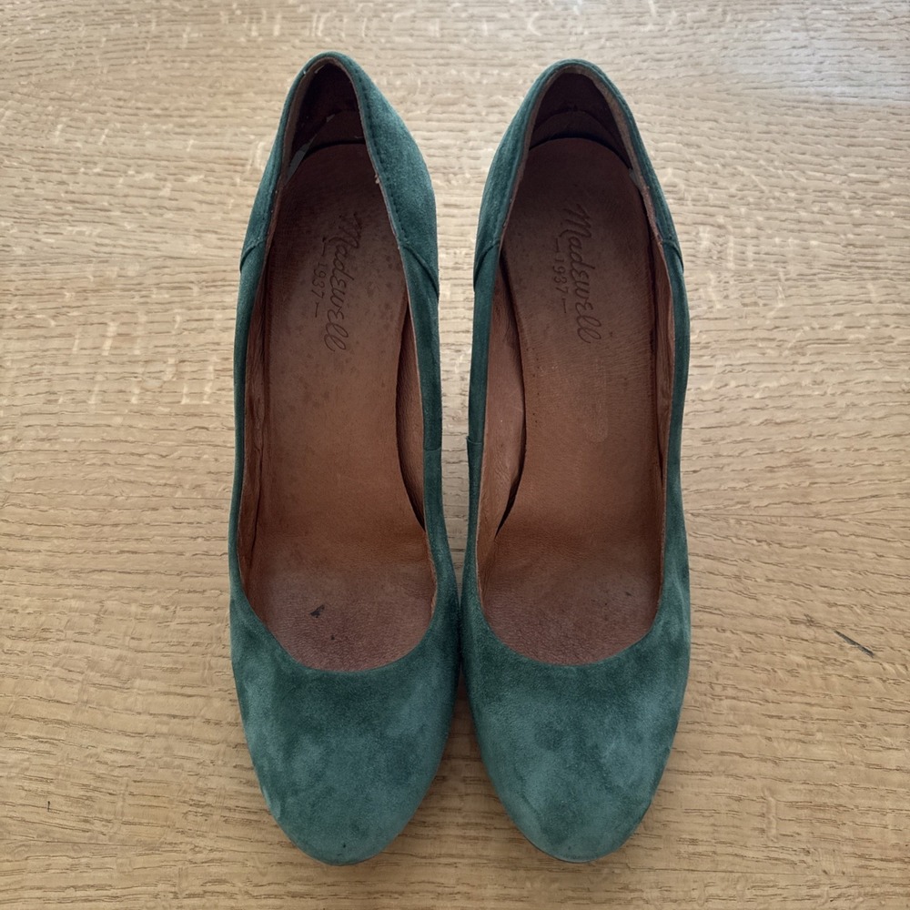 Madewell Green Suede Round Toe The Frankie Pump Size 8.5 - Picture 2 of 9